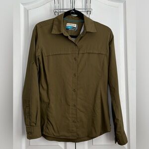 Magellan Womens Shirt “ Fish Gear”, Olive, size small